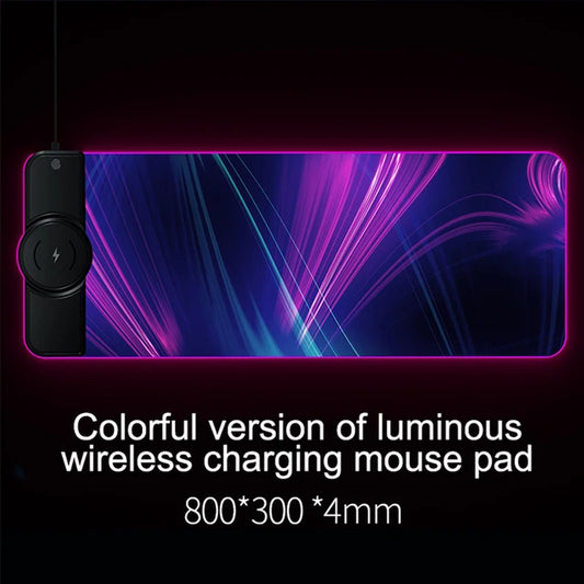 Wireless Charging RGB Luminous Mouse Pad Charger Phone Gaming Mousepad Desktop PC Laptop Computer Plate Mouse Mat Desktop Pad